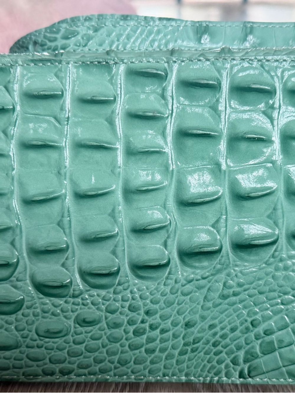 Brahmin Mint Green Croc-Embossed Leather Tote - Picture 4 of 8